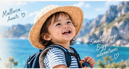 Happy young traveller in Mallorca